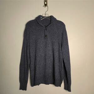 J. Crew Lambswool Blend Shawl Collar Sweater Blue Size M Preppy Heritage Staple